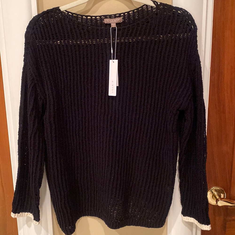 Lilla P long sleeve black knit sweater
